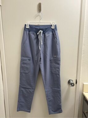 Figs - High Waisted Yola Skinny Scrub Pants - Vapor Blue - Small